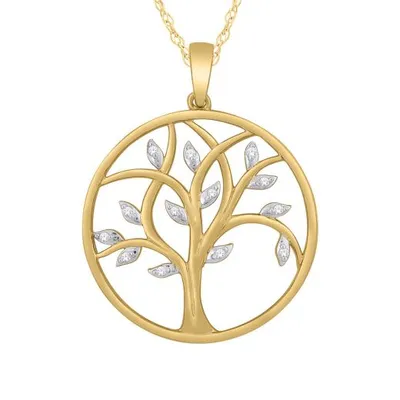 10K Yellow Gold Diamond Tree of Life Pendant