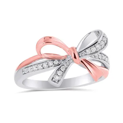 Enchanted Disney Sterling Silver 10K Rose Gold Diamond Ring