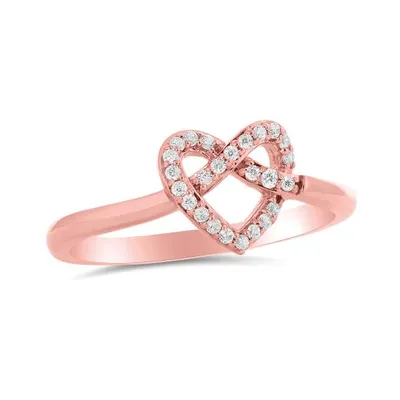10K Rose Gold Diamond Heart Knot Ring