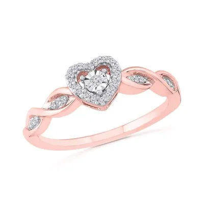 10K Rose Gold Diamond Heart Ring