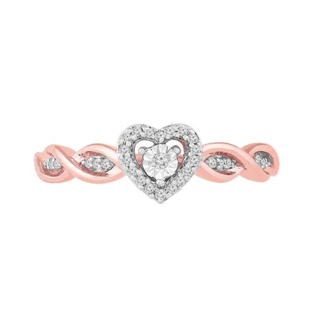 10K Rose Gold Diamond Heart Ring