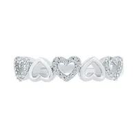 Sterling Silver Diamond Hearts Ring