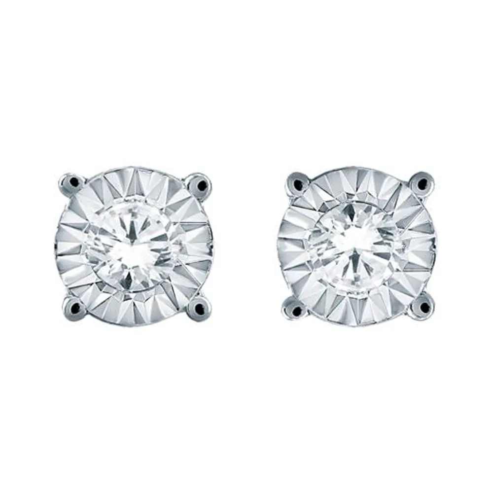 10K White Gold 0.25CTW Diamond Studs