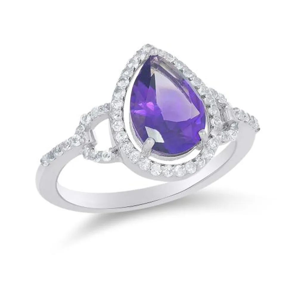 Sterling Silver Amethyst & White Topaz Ring