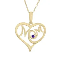 10K Yellow Gold Amethyst Mom Pendant