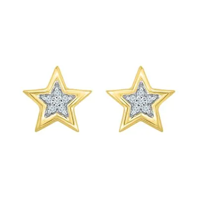 10K Yellow Gold Diamond Star Studs