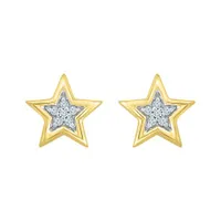 10K Yellow Gold Diamond Star Studs