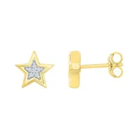 10K Yellow Gold Diamond Star Studs