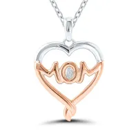 Sterling Silver & Rose Gold Diamond Mom Pendant