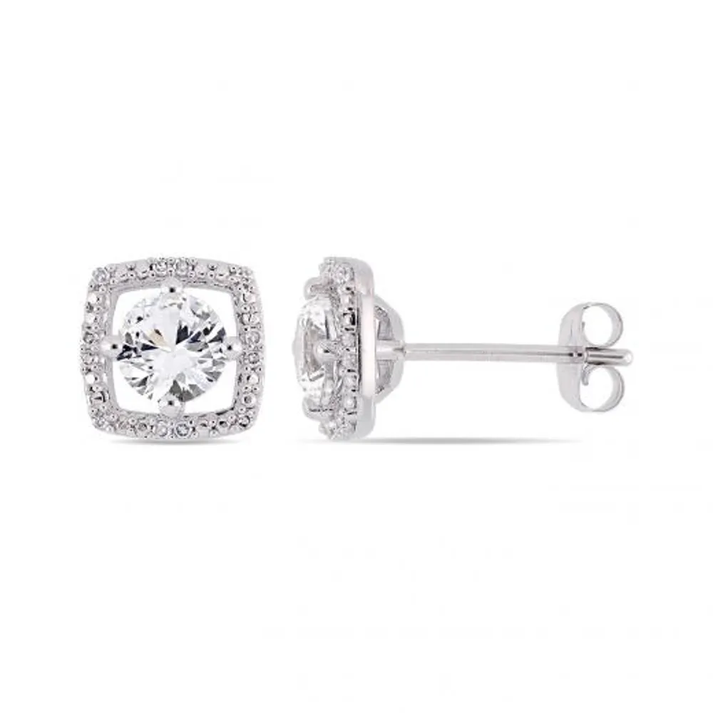 Julianna B 10K White Gold Diamond and Created White Sapphire Earrings