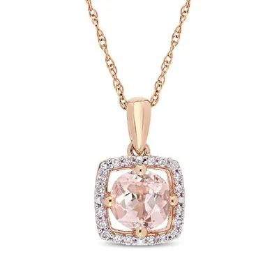 Julianna B 10K Pink Gold Diamond and Morganite Fashion Pendant with Chain