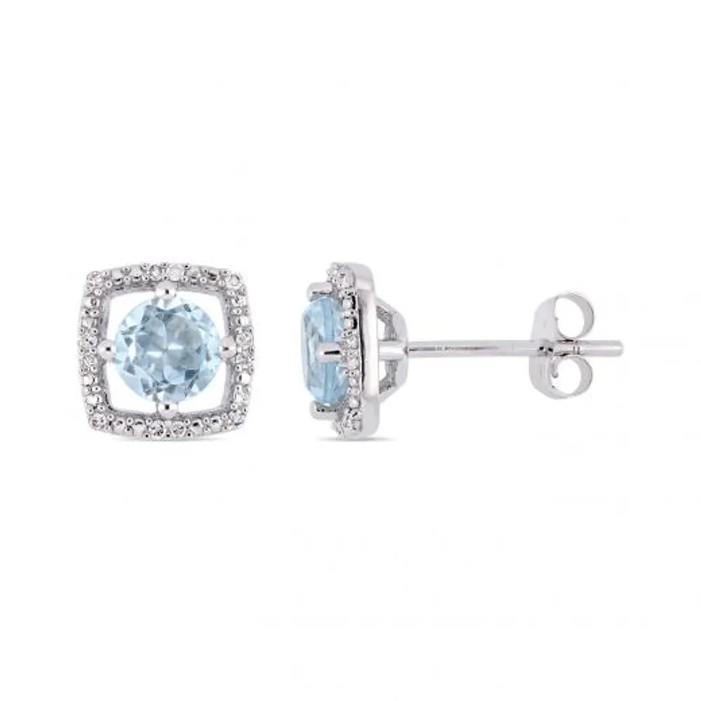 Julianna B 10K White Gold Diamond and Blue Topaz Earrings