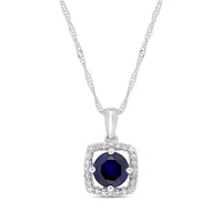 Julianna B 10K White Gold Diamond & Created Sapphire Pendant