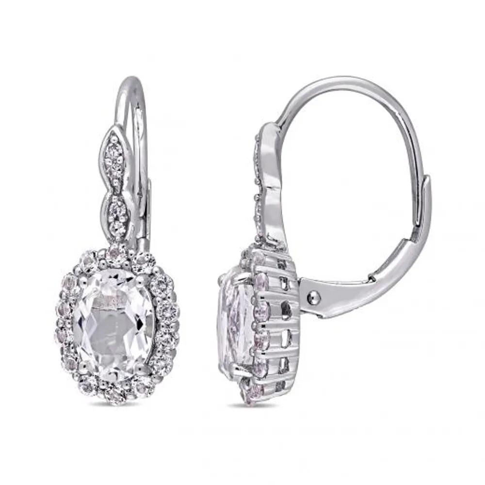 Julianna B 14K White Gold Diamond and White Topaz Earrings