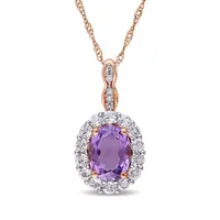 Julianna B 14K Rose Gold Diamond & Amethyst & White Topaz Pendant