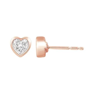 10K Rose Gold Diamond Bezel Earrings