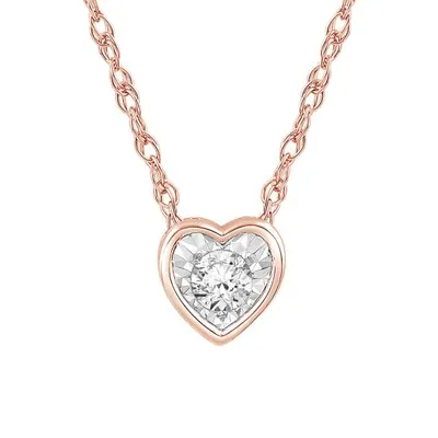 10K Rose Gold Diamond Bezel Necklace