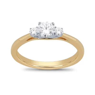 14K Yellow and White Gold 0.50CTW Three-Stone Bridal Ring