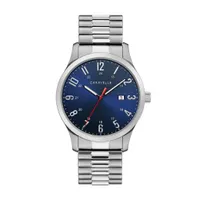 Caravelle Men's Three-Hand Date Dark Blue Dial Stainless Steel