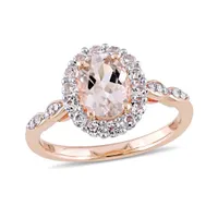 Julianna B 14K Rose Gold 0.05CTW Diamond Morganite and White Topaz Ring