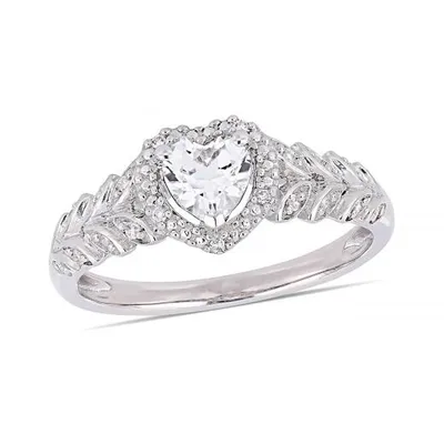 Julianna B 10K White Gold 0.06CTW Diamond and Created White Sapphire Ring