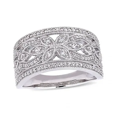 Julianna B 10K White Gold Created White Sapphire Fashion Ring