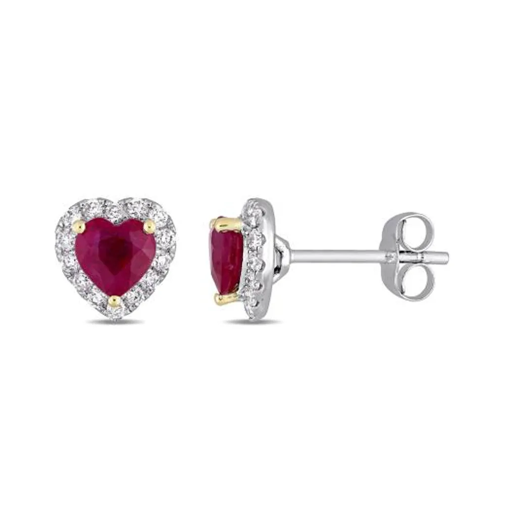 Julianna B 14K White Gold Diamond and Ruby Earrings