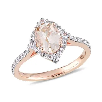 Julianna B 10K Rose Gold 0.25CTW Diamond Morganite & White Sapphire Ring
