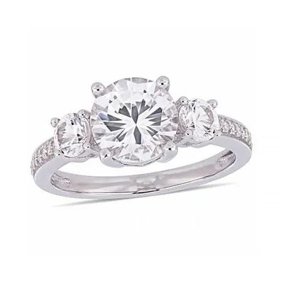 Julianna B 10K White Gold 0.07CTW Diamond & Created White Sapphire Ring