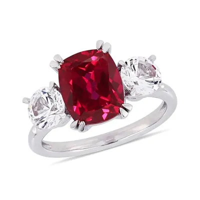 Julianna B 10K White Gold Created Ruby & Created White Sapphire Ring