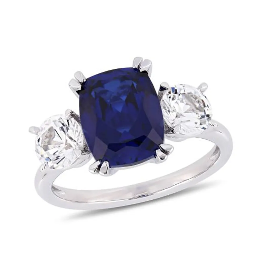 Julianna B 10K White Gold Created Blue Sapphire & Created White Sapphire Ring