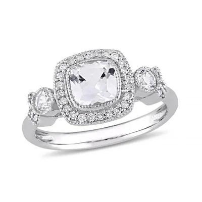 Julianna B 10K White Gold 0.16CTW Diamond & Created White Sapphire Ring