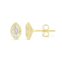 10K Yellow Gold Cubic Zirconia Oval Shape Stud Earrings