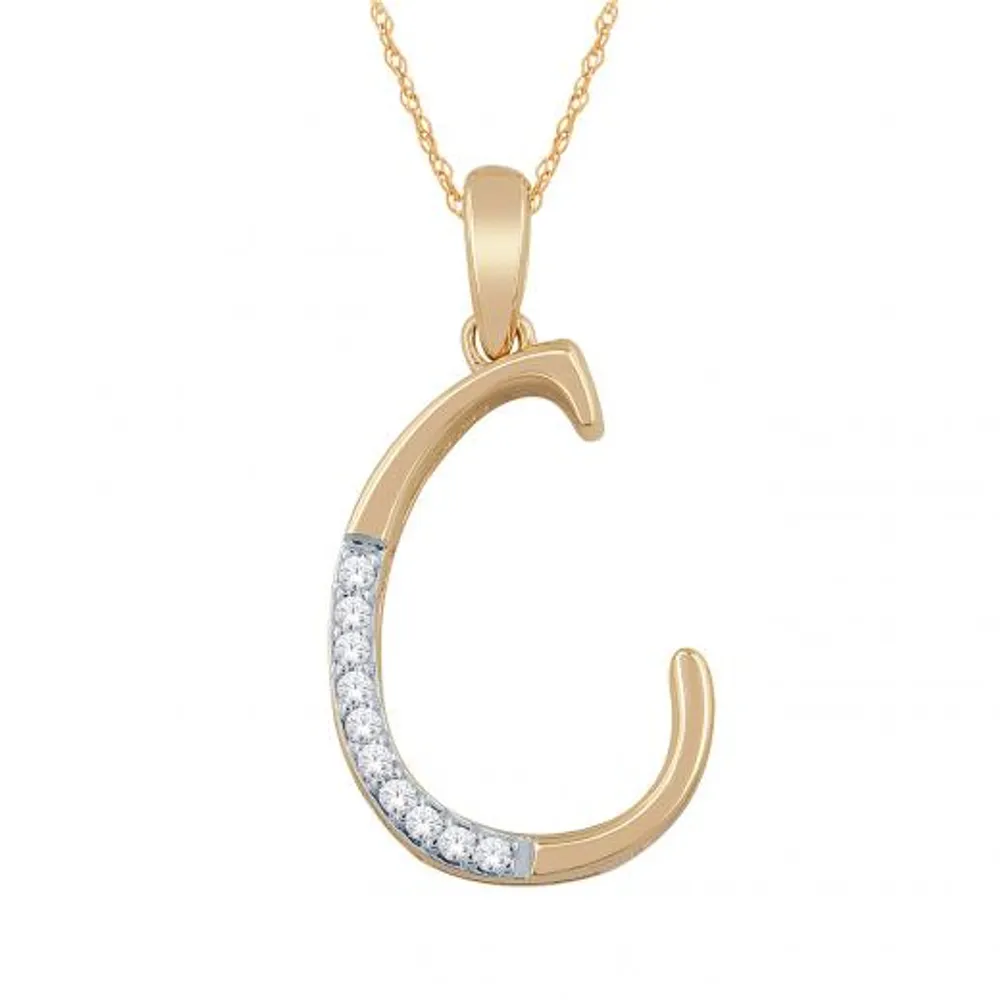 10K Yellow Gold Diamond Initial " C" Pendant