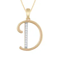 10K Yellow Gold Diamond Initial " D" Pendant