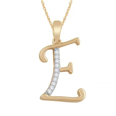 10K Yellow Gold Diamond Initial " E" Pendant