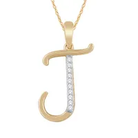 10K Yellow Gold Diamond Initial " J" Pendant