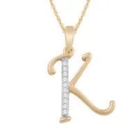 10K Yellow Gold Diamond Initial " K" Pendant