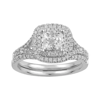 14K White Gold Seamless 1.00CTW Bridal Set