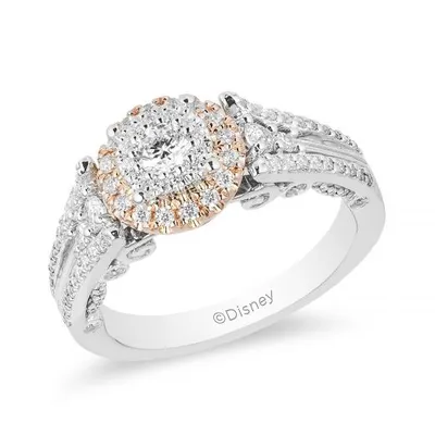 Enchanted Disney 14K White & Rose Gold 0.75CTW Cinderella Engagement Ring