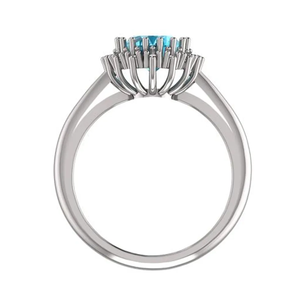 Sterling Silver Blue & White Topaz Ring