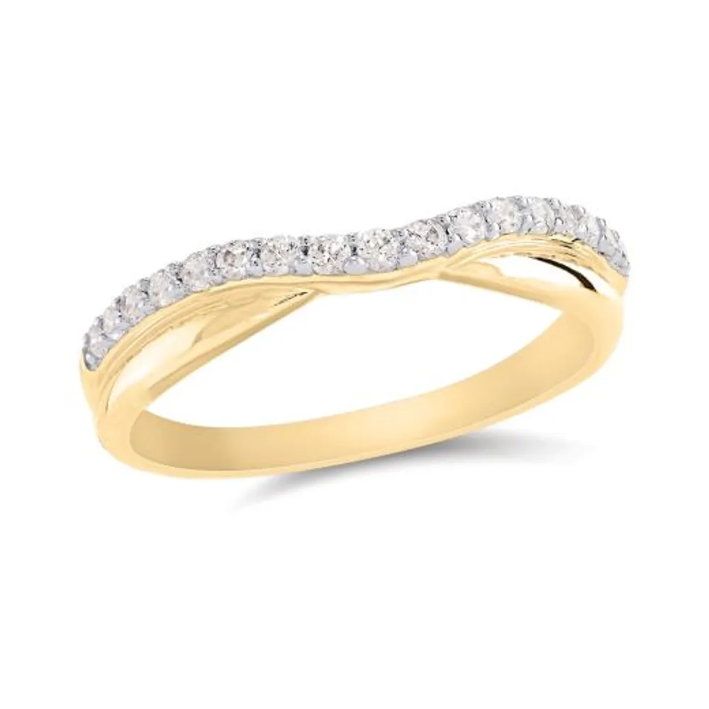 14K Gold 0.25CTW Contour Diamond Band