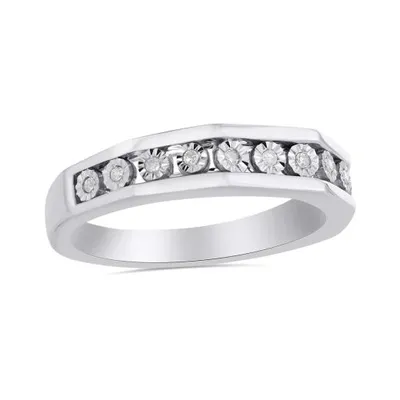 10K White Gold 0.06CTW Trio Wedding Band