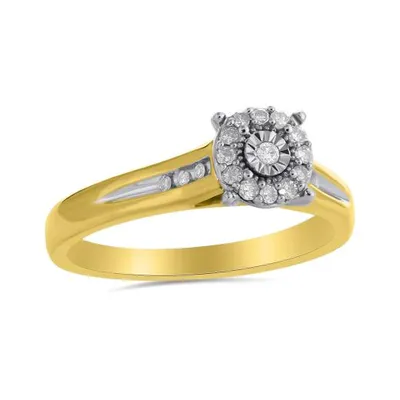 10K Yellow and White Gold 0.13CTW Trio Bridal Ring