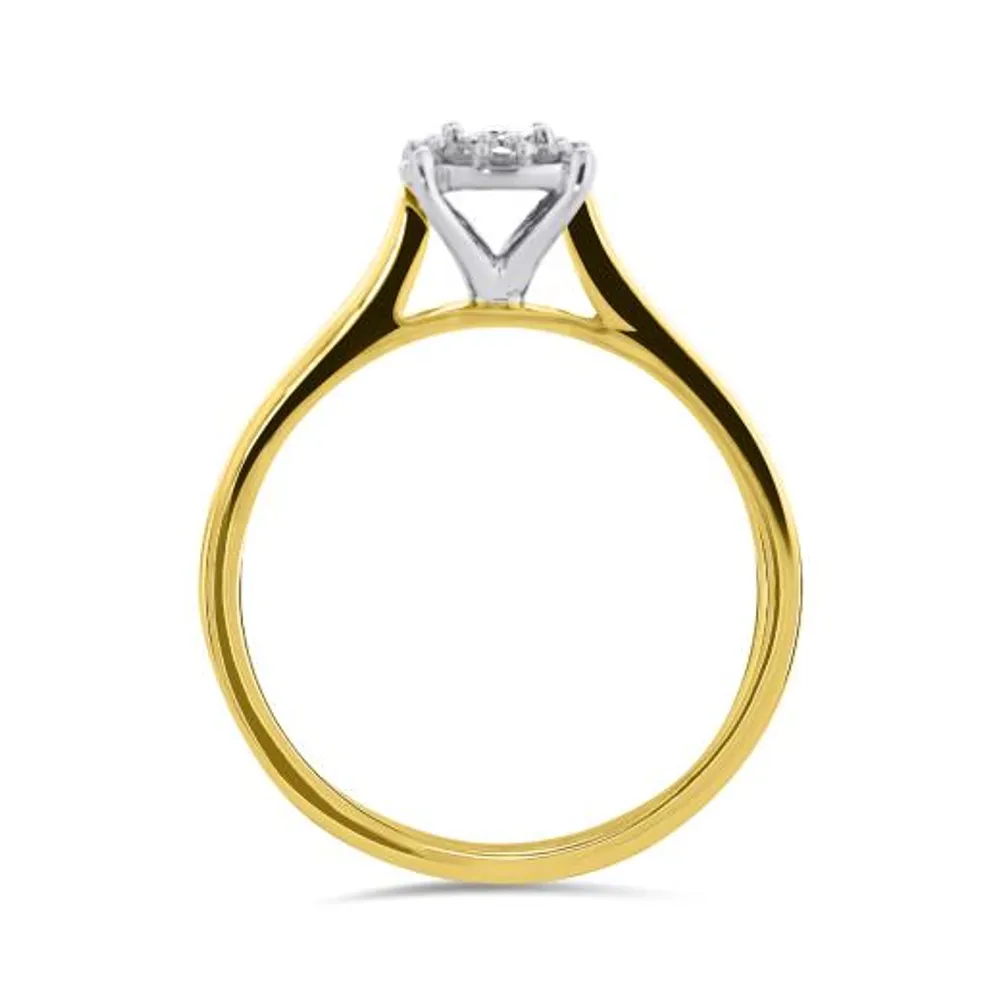 10K Yellow and White Gold 0.13CTW Trio Bridal Ring