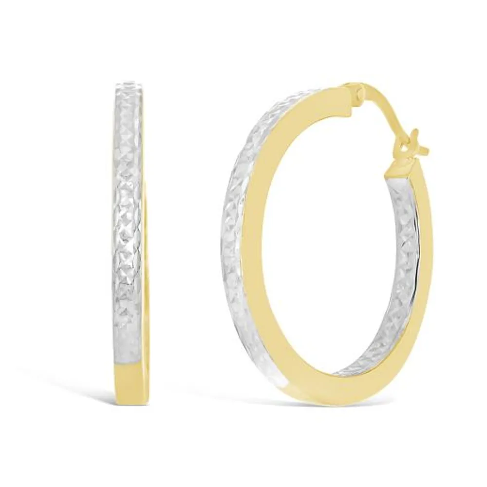 10K Yellow Gold 20mm Hoops with Diamond Cutting