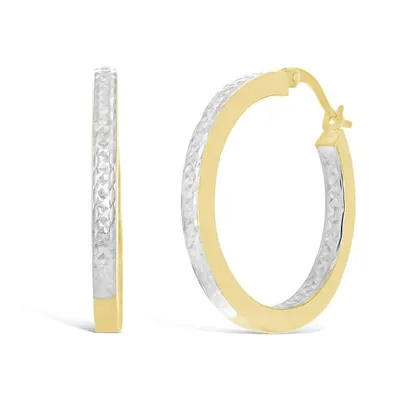 10K Yellow Gold 20mm Hoops with Diamond Cutting