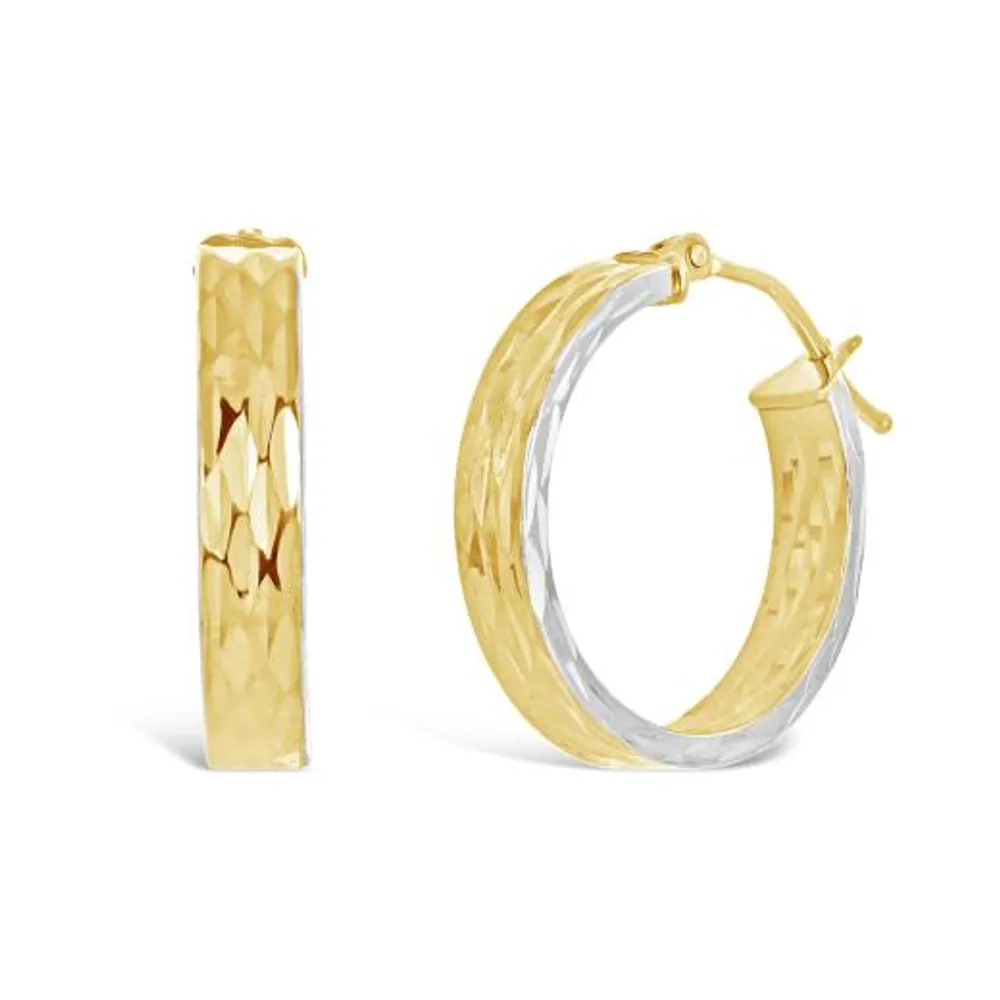 10K Yellow Gold Diamond Cut Hoops