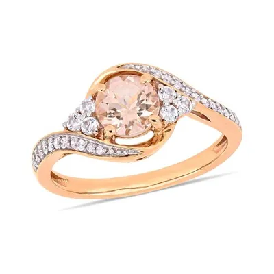 Julianna B 10K Rose Gold 0.10CT Diamond Morganite & White Topaz Ring