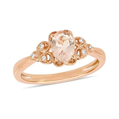 Julianna B 10K Rose Gold 0.03CTW Diamond & Morganite Ring